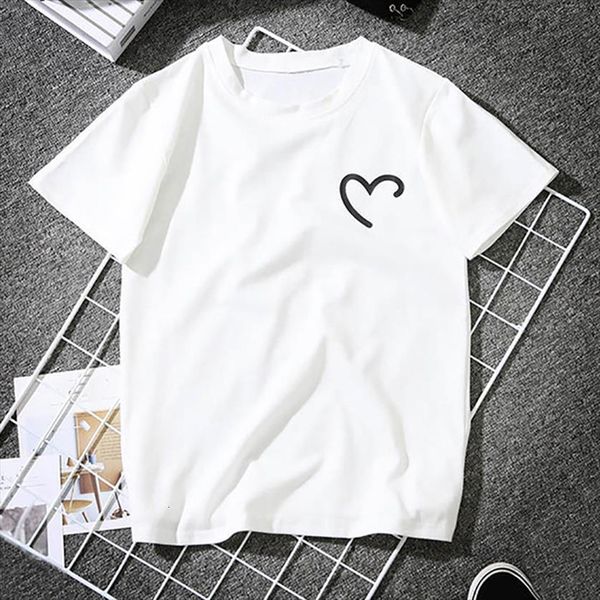 

love print summer short sleeve womens t shirts o neck casual white fashion 90s tees female