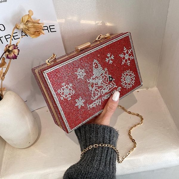 

new merry christmas evening party handbag rhinestone clutch purse ladies dinner bag