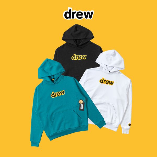 

mens designer hoodies drew house letter printing justin high sreet long sleeve sweatshirt loose, Black