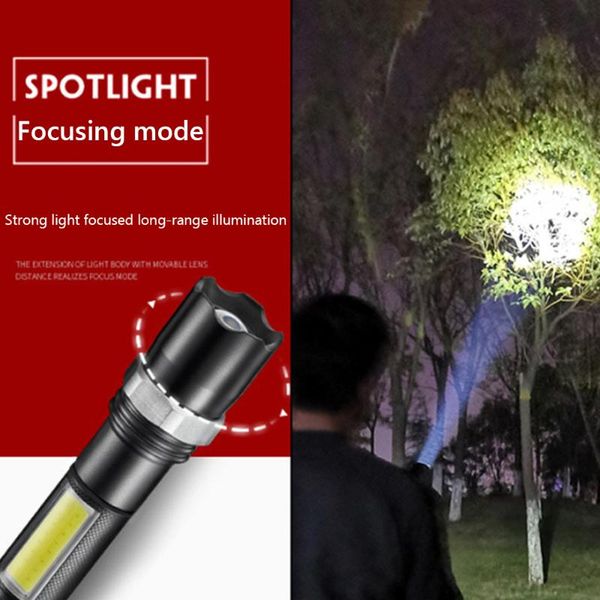 

flashlights torches home mini led bulbs adjustable zoom waterproof cob with 3 model lamp beads tool