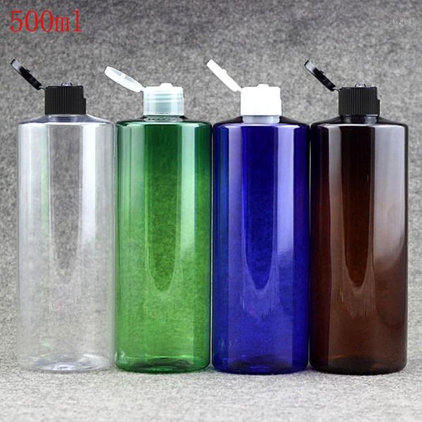 

storage bottles & jars 12pcs/lot 500ml blue green clear brown travel makeup bottle empty plastic flip cap for liquid lotion cream