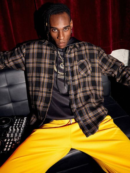 

men tartan patched pocket shirt 10qk#, White;black