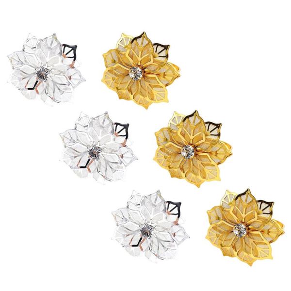 

napkin rings 6pcs christmas metal mesh flower ring xmas party buckle decor