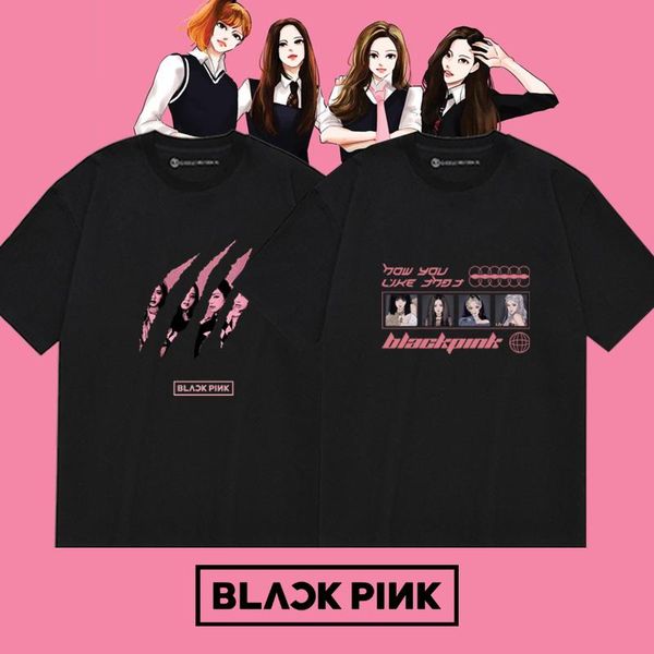 

men's t-shirts black lisa jennie rose jisoo kpop tee t-shirt, White;black