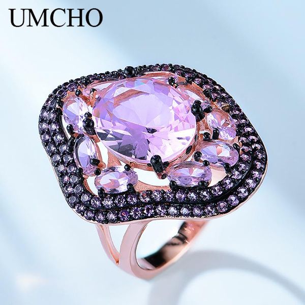 

cluster rings umcho solid silver 925 jewelry special pattern created nano emerald for women birthday gifts charms fine, Golden;silver