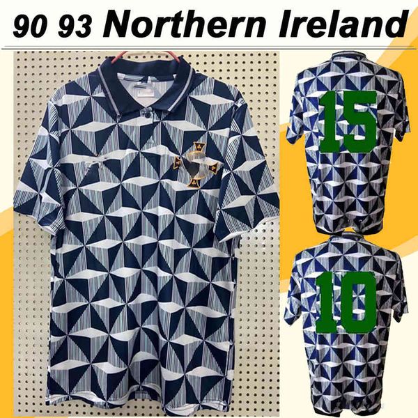 

91 90 92 93 northern ireland retro mens soccer jerseys classic national team away gray white football shirt short sleeve uniforms, Black