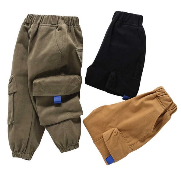 

baby boy girls pants pockets girl pant appliques kids casual style child clothes 210528, Blue