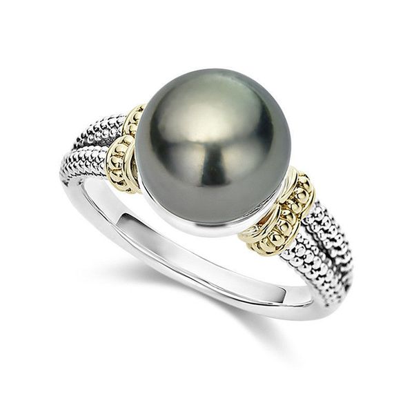 

european and american gray pearl ring for women inlay cubic zircon 925 silver engagement ring jewelry 210507