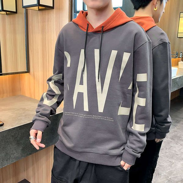 

and spring men's tracksuits autumn sweater hoodie student sports loose fashion wear t-shirt, Gray