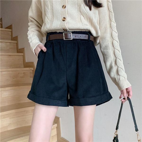 

women's shorts real s chubby plus size corduroy casual high, White;black