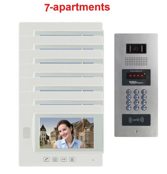 

building multi-apartment video door phone intercom system for 7 homes phones