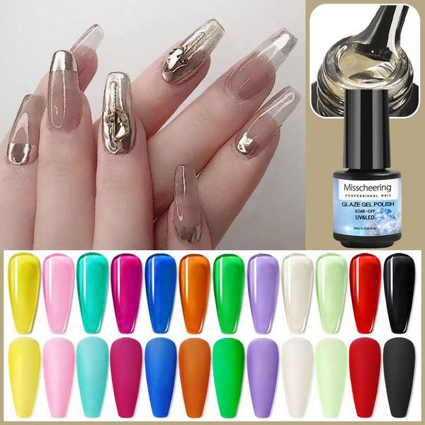 

nail gel polish semi permanent hybrid varnish uv color manicure primer coat glitter amber wine red tslm1