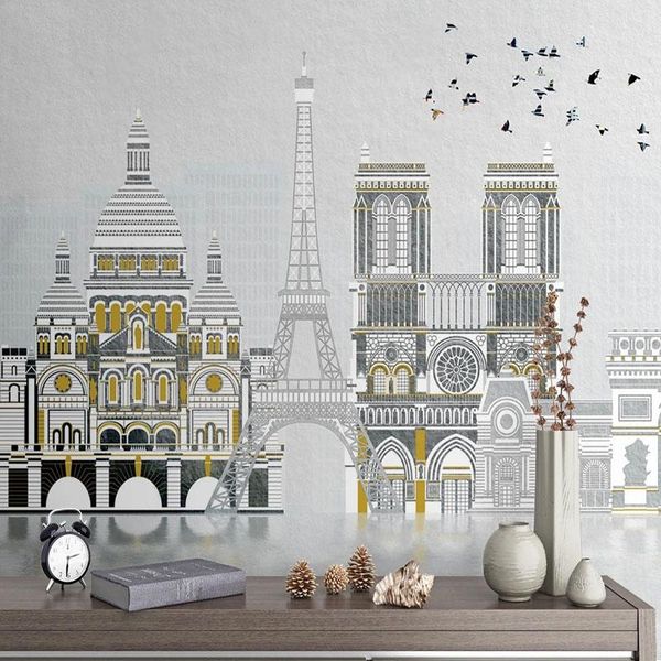 

wallpapers custom mural wallpaper 3d hand painted nordic city architecture european style flying bird background wall decor abstract murals