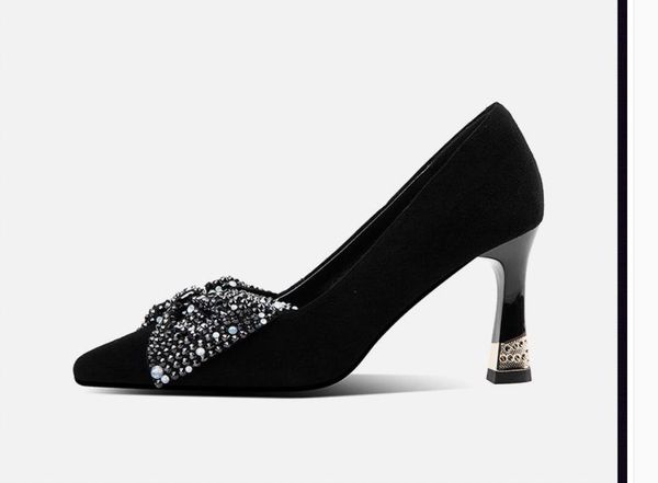 

women's shoes in spring and autumn high fine heel pointed end @171, Black