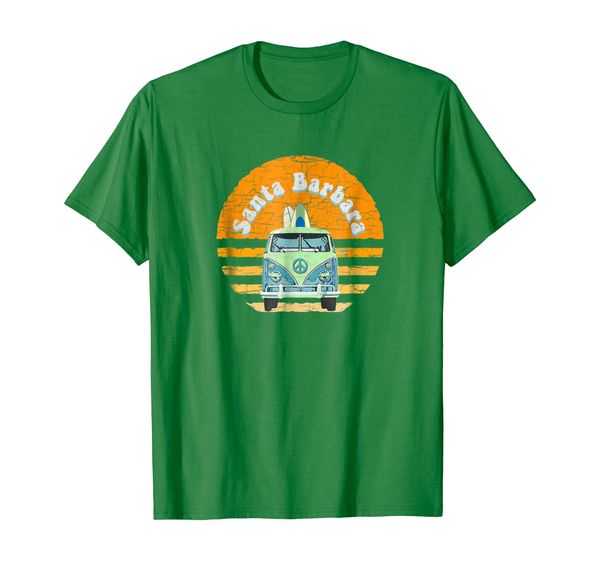 

vintage santa barbara hippie van beach surfer t-shirt, White;black