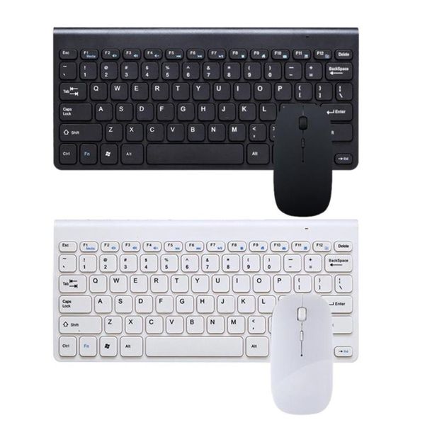 

2.4 ghz wireless keyboard and optical mouse black white small stylish set mini for games office entertainment combos