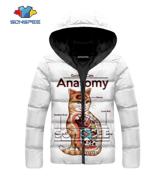 

sonspe funny mushroom fairy tale animal harajuku 3d print hip hop down men women winter warm streetwear jacket female g13, Black