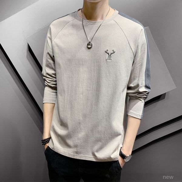 

long sleeve t-shirt men's round neck 2020 new autumn thin loose large bottomed shirt versatile trend sweater, White;black