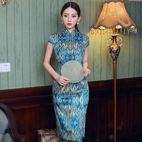 

women evening party traditional satin costume vestidos chinese dress cheongsam vintage qipao year ethnic clothing, Red