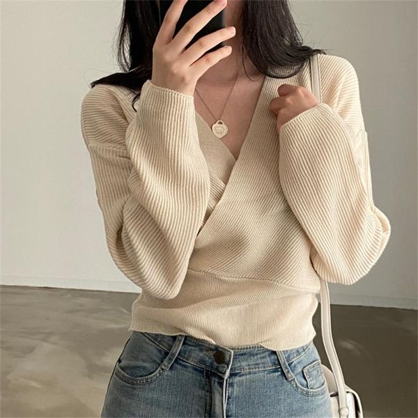 

women's sweaters autumn v-neck knitted women full sleeve slim pullover all match fashion stylish jumpers knitwear casual, White;black