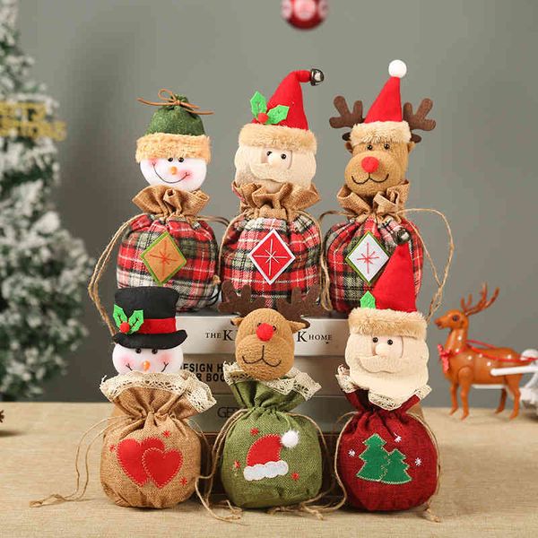 

christmas decorations apple bag gift candy linen embroidered gift bag