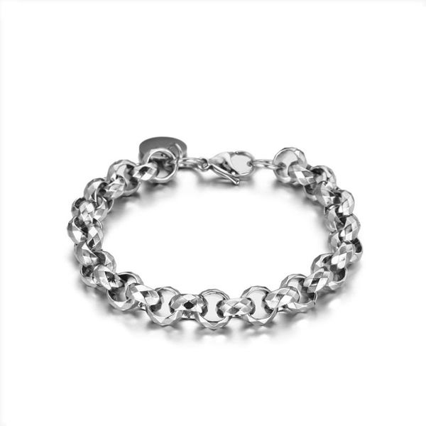 

link, chain nandesi 2021 fashion jewelry men's stainless steel curb link silver color bracelet 17cm/19cm/21cm, Black