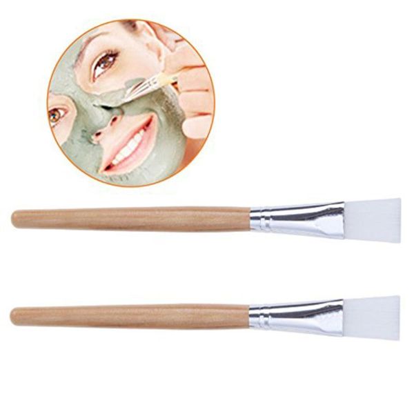 

2pcs wooden handle facial mask brush facemask applicator professional for applying eye or diy needs eyelash curler