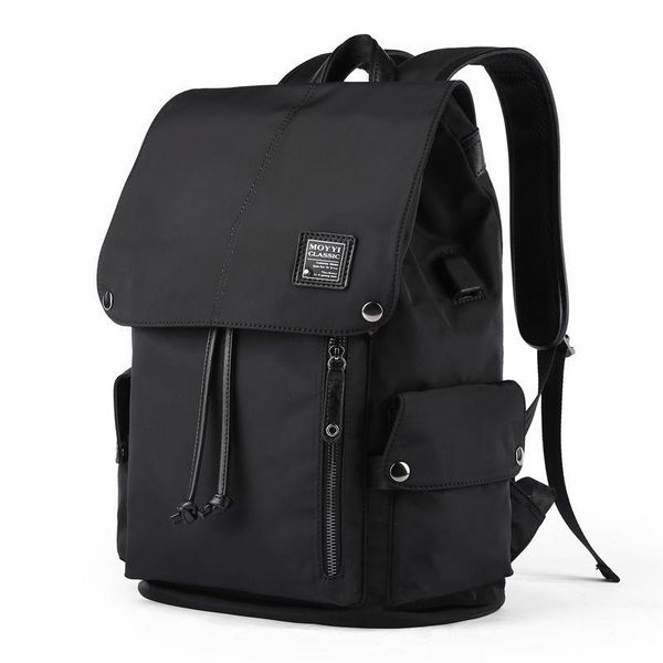 

backpack men simple european and american style oxford cloth waterproof contrast color zipper casual business computer bag