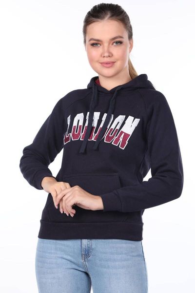 

women's hoodies & sweatshirts london aplikeli navy blue hooded women, Black