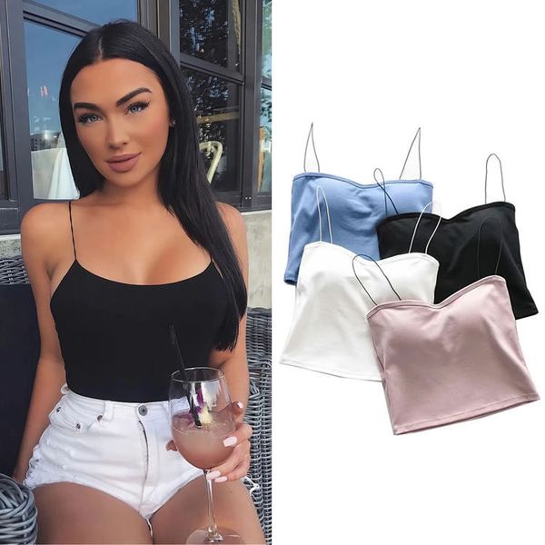 

camisoles fashion vest open back slim shoulder strap flat small sling simple solid summer short women's, Black;white