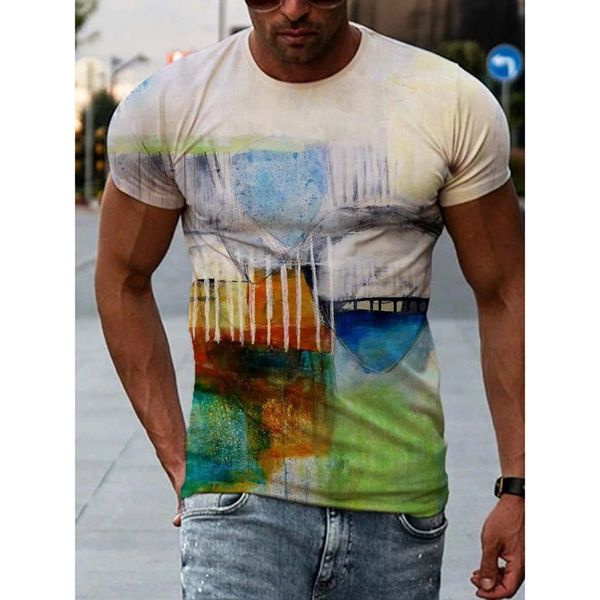 

men streetwear casual short sleeve t-shirt mens tees summer crew neck breathable 6 colors trendy printing clothing, White;black