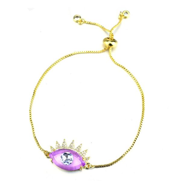 

link, chain transparent glass turkish eye pendant bracelet adjustable box jewelry magic charm cubic zirconia amulet, Black