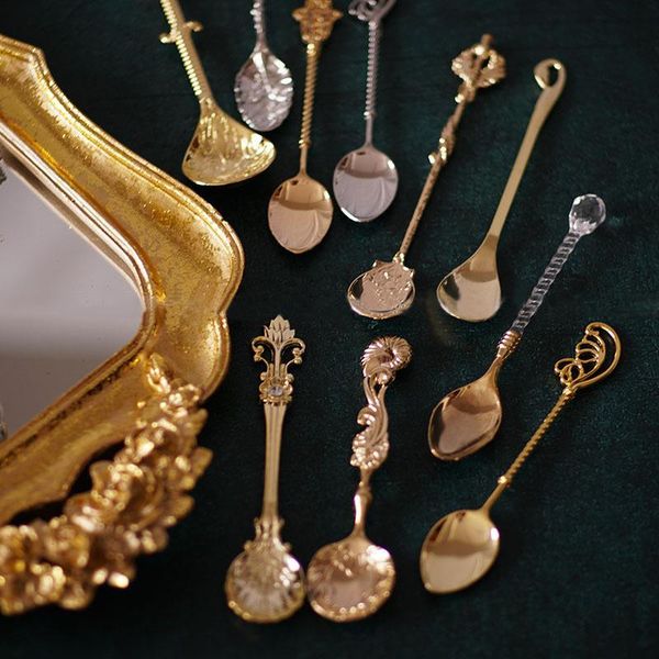 

spoons retro coffee spoon ice cream dessert vintage style zinc alloy tea mixing kitchen gadgets tableware