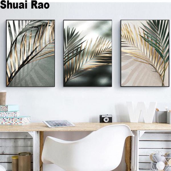 

diamond painting full square round golden palm leaf plant embroidery sale 5d diy mosaic wall stickers gift,