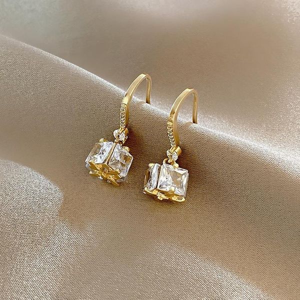 

dangle & chandelier 2021 shiny crystal drop earrings jewelry joker fashion geometric square elegant trend women gifts, Silver