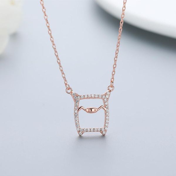 

pendant necklaces s925 sterling silver zircon cute pig necklace ladies fashion simple clavicle chain jewelry gift 6-xl1092