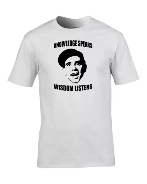 

knowledge speaks, wisdom listens- classic slapstick men's t-shirt, White;black