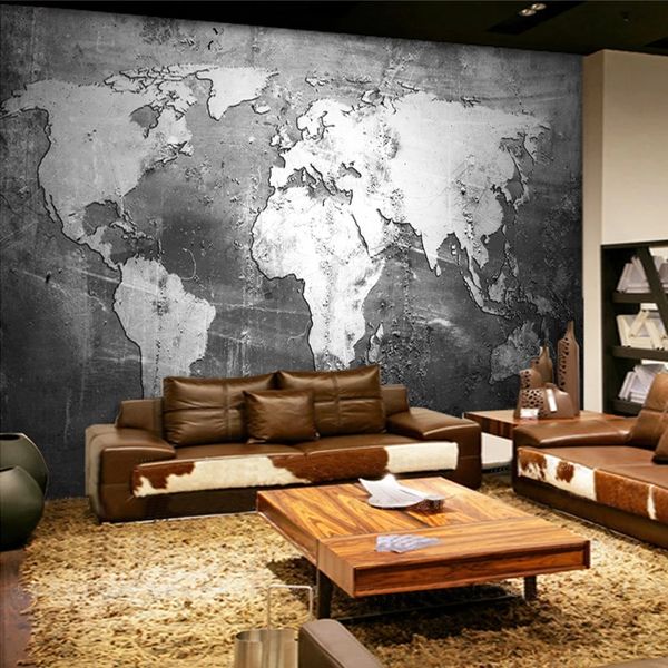 Personalizado Mural Retro Style Mapa Wallpaper Study Sala de estar Sofá TV TV Wall Wall Papers Home Decor à prova d'água