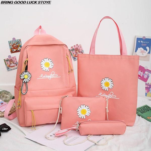 

school bags 4pcs/set female daisy bag girl student computer boy