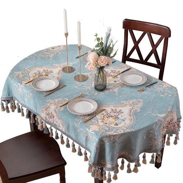 

table cloth european luxury oval tablecloth elegant floral embrideren wedding cover rectangular for banquet/party decor
