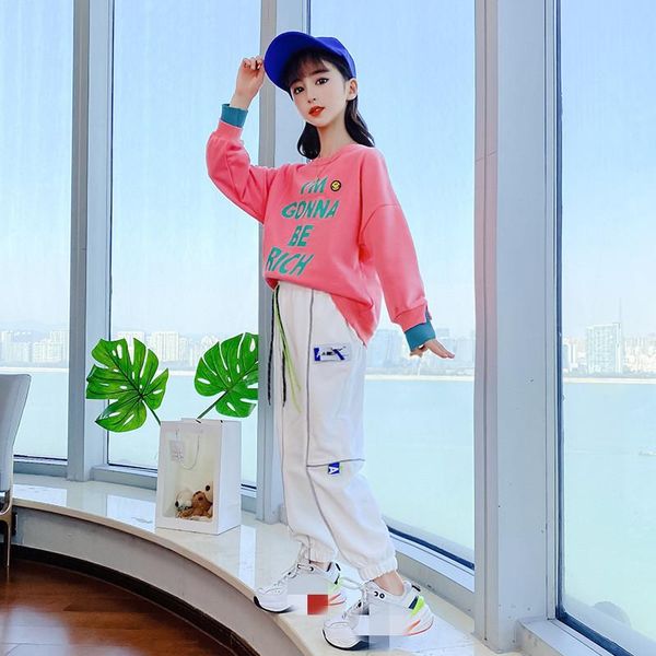 

big girl clothes set fashion fall toddler girls sportwear tracksuits for teenager striped hooded sweatshirt+pant suit 10 12 year clothing se, White