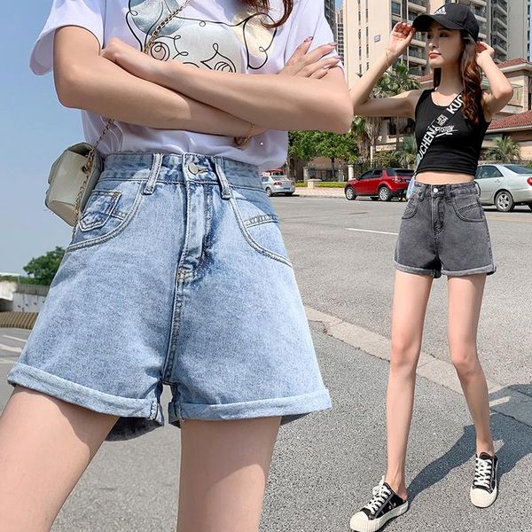 

women's jeans cowboy high waist elastic wide leg a word pants, Blue