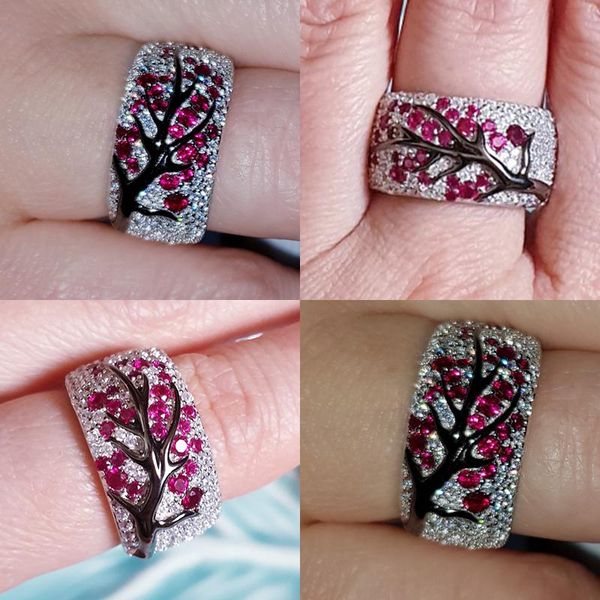 

cluster rings cute fashion female small stone ring silver color leaf plant vintage wedding bands promise love engagement for women, Golden;silver