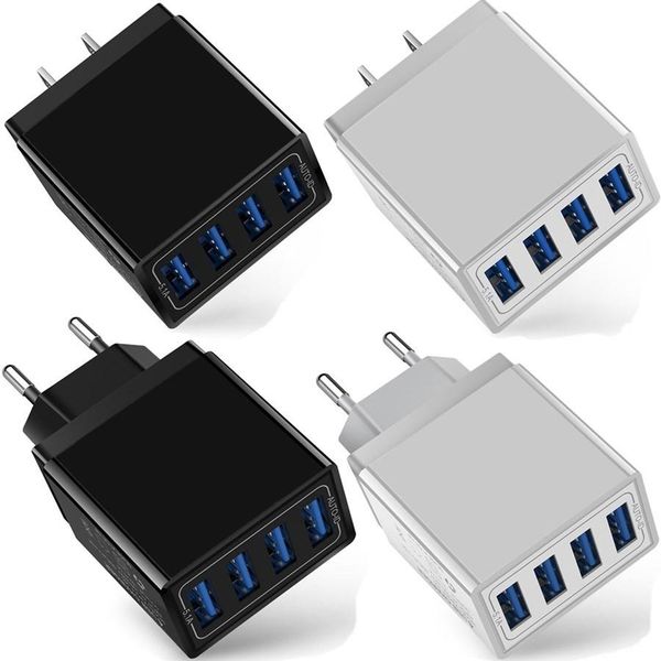 Быстрая скорость 4 USB-порты Настенное зарядное устройство EU US Plug 5V 5.1A адаптер для iPad iPhone HTS Samsung Android телефон планшетный ПК