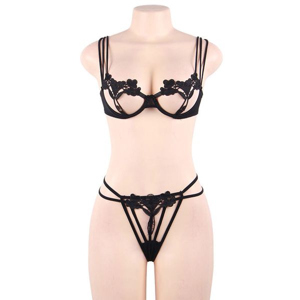 

bra set underwear three point suit perspective without steel ring 80751, Red;black