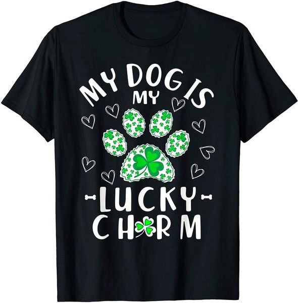 

my dog is my lucky charm shamrock shirt st patrick's day t-shirt size s-5xl, White;black