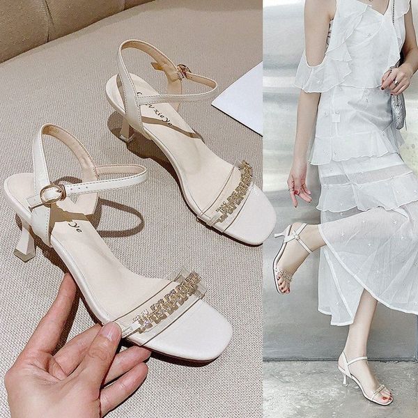 

clear transparent summer sandals women shoes woman buckle strap casual shoes thin high heels roman crystal sandals ladies s6bk#, Black