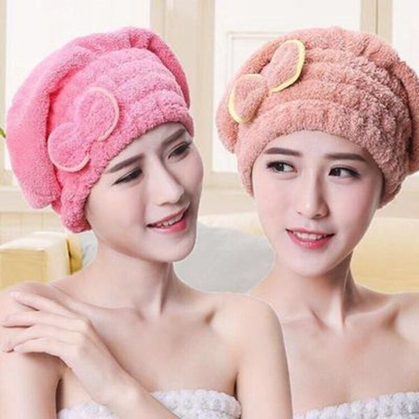 

towel coral velvet quick hair drying hat absorbent cute shower cap female shampoo caps hood women bath