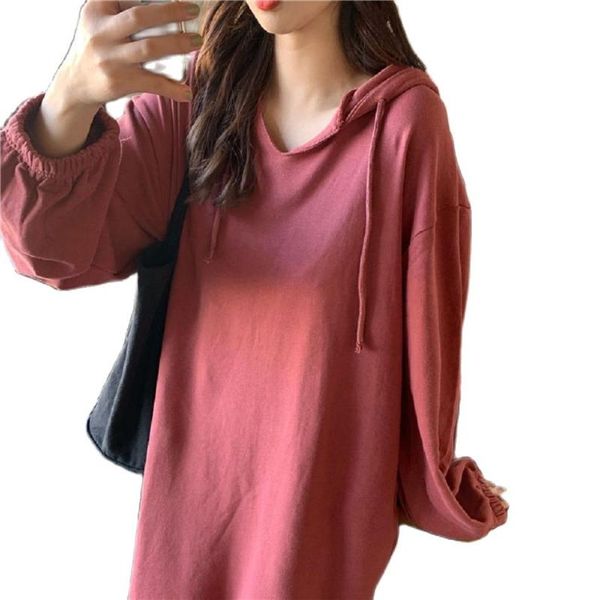 

casual dresses women's clothing 2021 fashion long-sleeved loose hooded sweater dress women lazy style long sweatshirt split, Black;gray