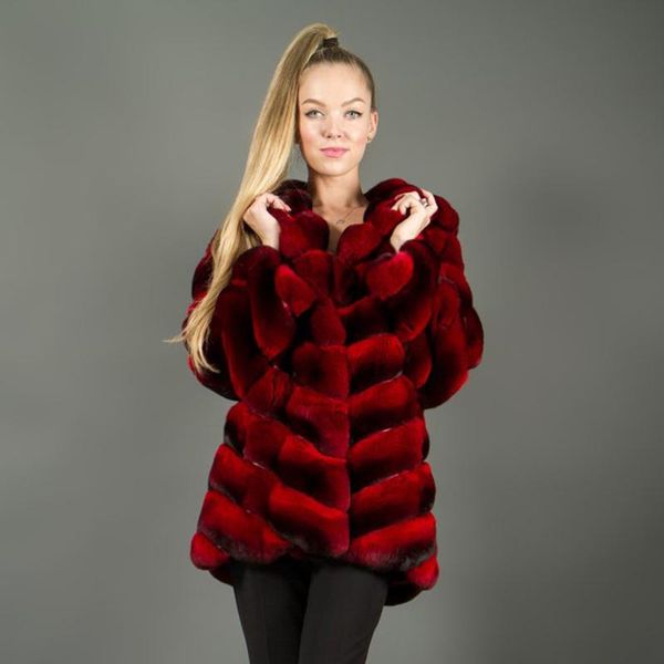 

women's fur & faux cnegovik jacket women winter hooded coat real rex overcoat warm fashion outwear high quality, Black